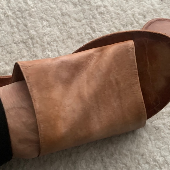 Free People Tan Leather Slide Sandals - Picture 3 of 5